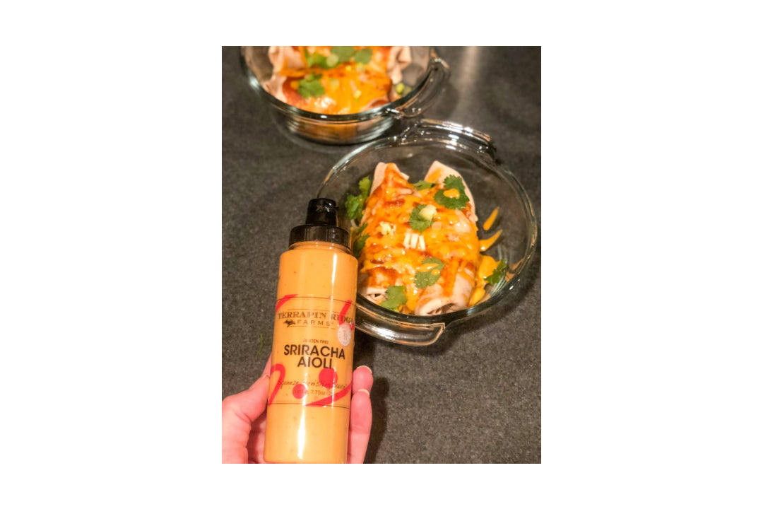 Sriracha Chicken Enchilada Casserole with Terrapin Ridge Farms Sriracha Aioli Sriracha Chicken Enchilada Casserole with Terrapin Ridge Farms Sriracha Aioli